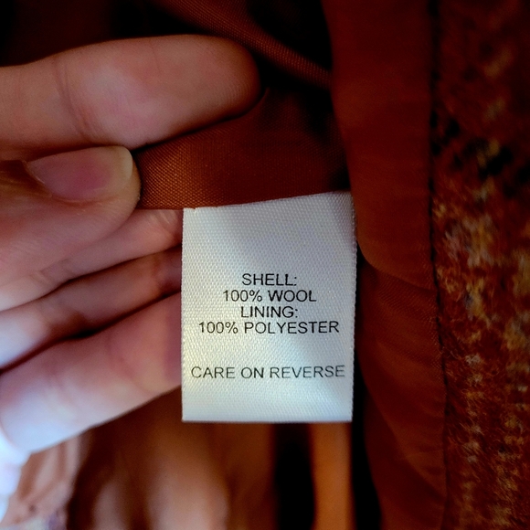 Vintage Talbots Orange Plaid Wool Blazer Jacket 4P - Picture 7 of 9